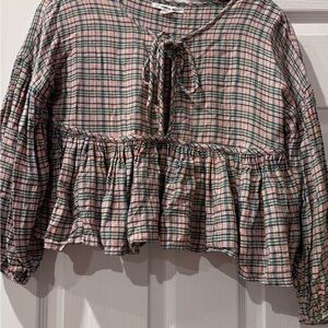 O'Neil Plaid Women's Crop Top with Tie Detail